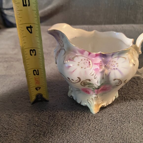 The RS Prussia China Tea Set includes a creamer, sugar bowl, and candy dish, all - Picture 2 of 13